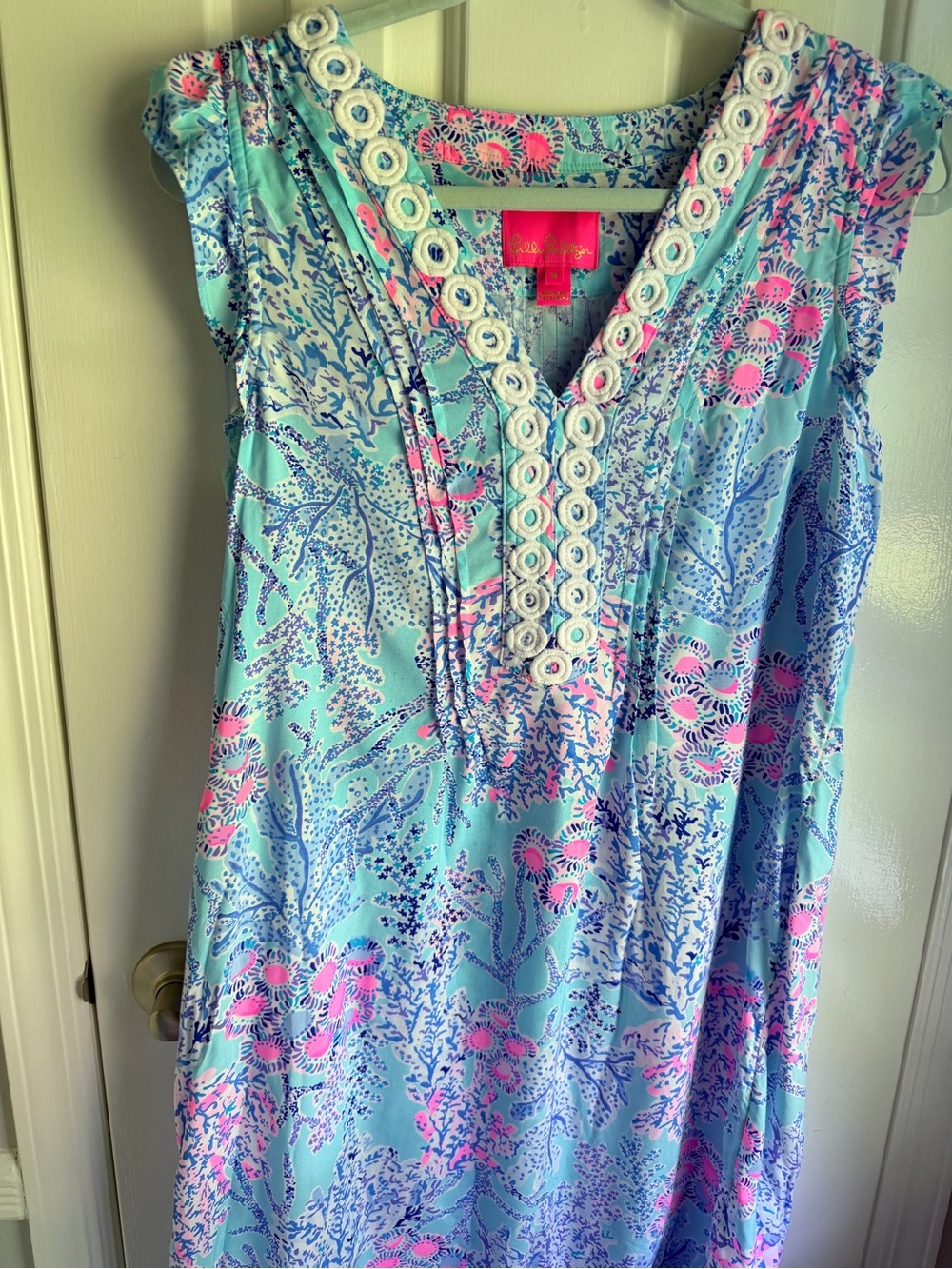 Lilly Pulitzer Aqua, Pink & Navy Floral Shift Dress